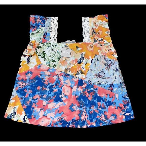 Cupio Tops - Cupio Blush Colorblock Floral Blouse/Top Size Small. New